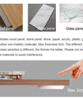 Demonstrating hidden touch sensor switch under wood, stone, glass panels; activates 110V 250W lamp, no hole needed.