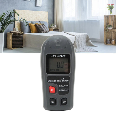 Auto Range Digital Light Meter With LCD Display Illuminance Tester Luxmeter For Pro Grade Light Measurement 0.1 To 200000 Lx And 0.01 To 20000 Fc Two Readings Per Second Easy Illuminance Meter For Photographers And Labs shown in bedroom