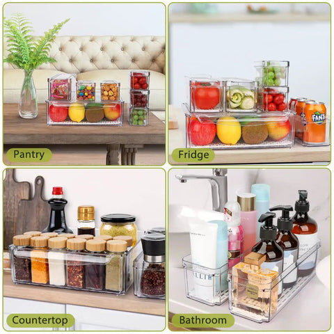 10 Pack Refrigerator Pantry Organizer Bins With Lids To Keep Your Snacks Chill And Food Stash Tidy for storing various foods and items.
