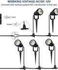 Low Voltage LED Landscape Lights 7W 12V Outdoor Garden Pathway Spotlight Kit With Connectors Six Pack, wiring and setup diagram.