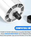 Precision Collet Nut 671361001 And 671362001 For Dremel And Ridgid Trimmers Routers Built Tough For A Secure Fit Smooth Performance Broad Tool Compatibility Easy Install And Reliable Connection, black collet nut on router shaft