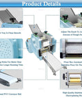 Hella Fast Automatic Dumpling Skin Maker Whips Up Ravioli Sheets And Pasta Dough Presser showing dough tray, flour box, and PVC conveyor belt.