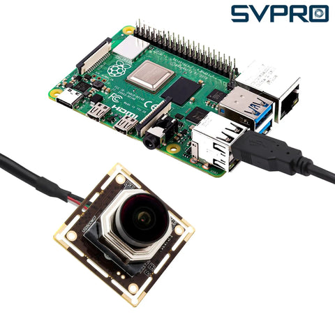 5MP 30FPS Auto Focus USB Camera Module With 138 Degree Wide Angle Fisheye IMX335 Sensor connected to Raspberry Pi board