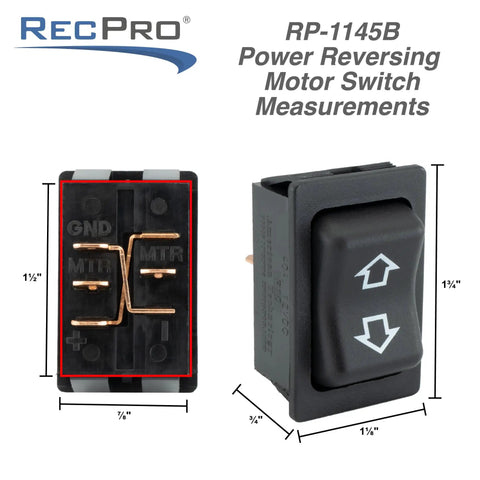 40 Amp RV Reversing Motor Closed Circuit Switch For Awnings And Slide Outs Black Momentary Rocker Toggle Up And Down Control