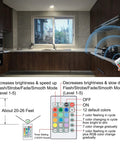 Battery Powered LED Ceiling Light With Remote Control, 12 Color Mood Lights And 4 Vibe Modes, shown with remote in kitchen