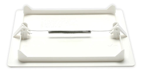 Dead Simple Snap Fit Eight By Eight Inch White Access Panel For Walls And Ceilings Screwless Cover with spring mechanism.