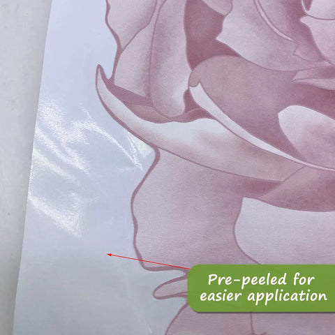 Peel And Stick Floral Wall Decal Kit 6 Piece Set Easy To Install Featuring Peony And Rose Flowers For Living Room And Bedroom Decor