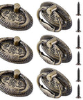 Six Piece Antique Drawer Pulls Set With 1.9 Inch Oval Alloy Cabinet Handles Bronze Finish, Vintage Dresser Knobs With Screws, Retro Charm