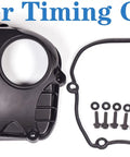 Leak Proof Aluminum Engine Upper Timing Chain Cover With Gasket For Volkswagen And Audi 2.0L EA888 Engines displayed with gasket and bolts