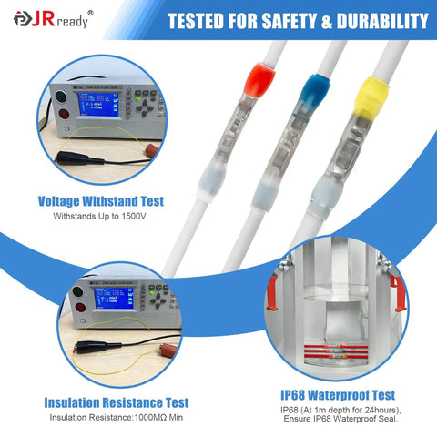 Heavy Duty Heat Shrink Butt Splice Kit For 26 12 AWG Wires Waterproof IP68 MiniSeal Connectors voltage and waterproof test