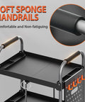 Foldable 3 Tier Rolling Tool Cart On Wheels With 330 Lb Capacity, Heavy Duty Tool Chest Organizer, Shelf And Cabinet For Garage, Shop, Warehouse, Portable Black, soft sponge handrails