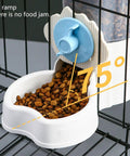 Automatic Pet Water Dispenser And Food Feeder Combo With Leakproof Wide Mouth Jar Easy Screw Mount For Cages, 75° ramp bowl design