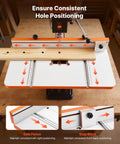 Rock Solid Drill Press Table With Adjustable Fence And Wide T Slots For Locking Down Projects Dead Nuts Precise MDF worktop showing side fence and stop block.