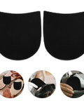 No Slip Heel Patches For Boots And Sneakers Rubber Heel Pad Repair Patches Black Sole Protectors For Men And Women Quick Attach Anti Slip Shoe Grips For Traction And Longevity, shown in black with installation examples
