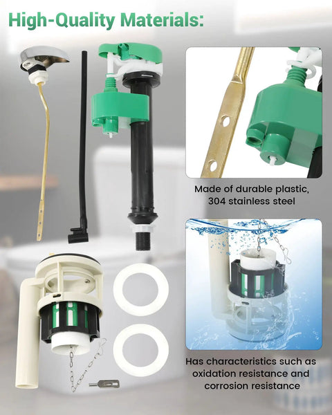 3 Inch Flush Valve Repair Kit For Most One Piece Toilets With Drain Valve And Gasket, showing materials and components.