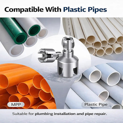 4 in 1 Drill Powered Pipe Threading Tool Kit For Cutting Internal External Threads On Pvc And Ppr Pipes Fits Half Inch Three Quarter And One Inch Sizes For Plumbing Repairs And Pro Grade Projects with various plastic pipes.