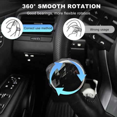 SHMZK steering wheel knob spinner installed on car steering wheel; 360-degree rotation with metal bearing