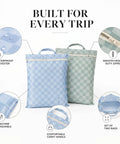 Two Pack Large Wet Dry Bags For Swimwear And Laundry, Waterproof Travel Organizer keeps wet and dry clothes fully separated, checkered design