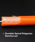 Cutaway view of 3/8 Inch 50 Foot Heavy Duty Air Hose With Reinforced PVC Construction showcasing internal spiral polyester reinforcement.