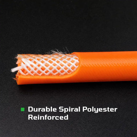 Cutaway view of 3/8 Inch 50 Foot Heavy Duty Air Hose With Reinforced PVC Construction showcasing internal spiral polyester reinforcement.