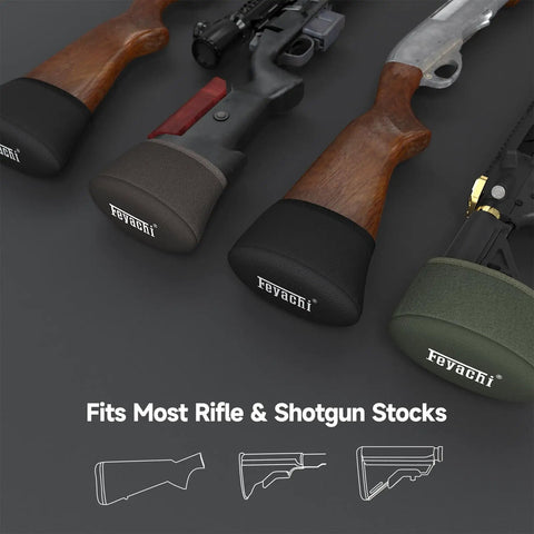 Gel Filled Slip On Recoil Pad For Shotguns And Rifles displayed on different firearm stocks