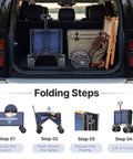 Heavy Duty Collapsible All Terrain Wagon Cart With 400 Lb Capacity And Wide 9cm Wheels With 360 Degree Swivel Front folded in car trunk