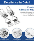 Beefy Heavy Duty Stainless Steel Toggle Clamp With Adjustable Security Hasp 77 To 85 Millimeters Two Pack, top view