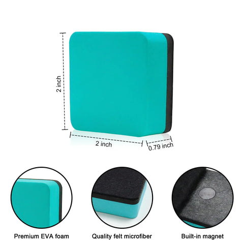 Magnetic Whiteboard Erasers 48 Pack For Kids And Classrooms, Kid Friendly Chalkboard Cleaner Wiper, Green 2x2 inch EVA material