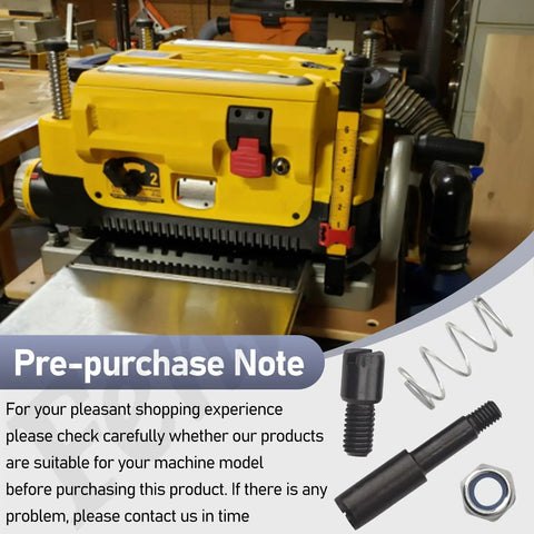 Top Shelf Planer Hardware Bag Replacement For DeWalt Dw7351 And Dw735X Tool Tables showing yellow planer mounted on table with screws.