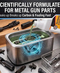 Slap It In Your Tank For A Spotless Finish With This Heavy Duty Ultrasonic Gun Cleaner Solution Concentrate For Metal Firearms Carbon Removal And Tool Degreasing One Gallon, pouring into ultrasonic bath with gun parts.