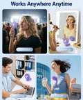 People using Portable Handheld Fan On The Go Must Have 5000mAh Rechargeable Battery With 6 Speeds And LED Display Ultra Quiet Mini Travel USB Fan