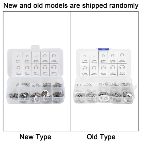 Durable Stainless Steel E Clip Assortment Kit 120 Pcs External Retaining Rings Set With Storage Box Includes 1.5 2.5 3 4 5 6 7 8 9 10 Mm Sizes