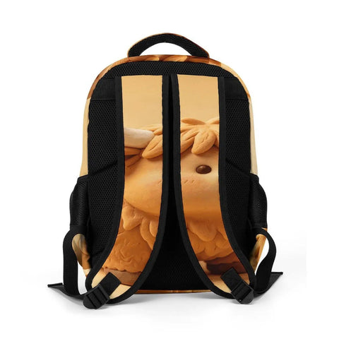 Back view of Kawaii Mini Cow Clay Art Printed Backpack For Everyday Use showing straps and cute cow design