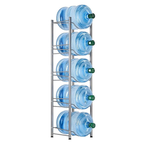 5 Tier Water Jug Stand Storage Rack For Five Gallon Jugs Detachable Heavy Duty Water Dispenser Shelf Easy Assembly Space Saving Water Bottle Organizer