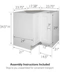 36 Inch White Corner Kitchen Cabinet With Dual Lazy Susan Spin Shelves And Smooth Operator Soft Close Doors dimensions and details