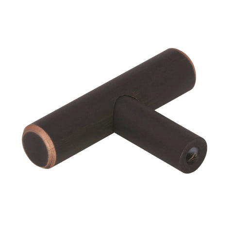 Oil Rubbed Bronze Cabinet Knob 1-15/16 Inch Length, Contemporary Drawer Knob for Cabinets and Furniture, Warm Copper Highlights
