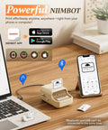 Smooth Sailing With This Sleek Portable Bluetooth Thermal Label Printer Sporting Inkless Tech And No Sweat Setup For Home Office Business Shipping Storage Includes Wireless App Auto Detect Sensor And Long Battery Plus 50X30Mm Labels showing use with smartphone and laptop.