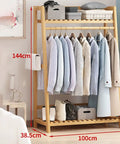 Workhorse Heavy Duty Clothes Rack With Double Shelf Built Tough Hanging Organizer For Winter Coats And Casual Wear Roomy Wardrobe Stand For Apartment Or Home Office Use, 144cm bamboo rack with hanging shirts.