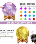 Moon Galaxy Lamp Night Light For Kids With 16 Colors 3D LED Moon With Stand Remote And Touch Control Dimmable Brightness