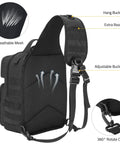 Tactical Sling Bag For Men Detachable Water Bottle Holder MOLLE Backpack with breathable mesh and adjustable strap details