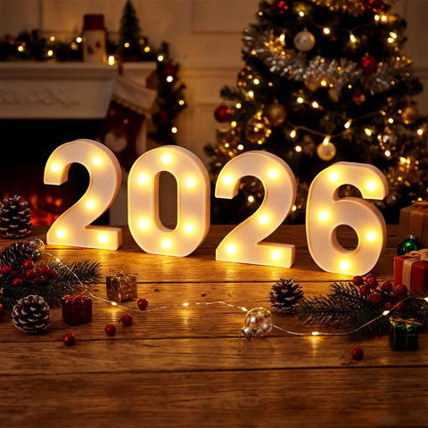 2026 Graduation Decorations LED Marquee Numbers Light Up 2026 for Class Of 2026 Party Vibe set on a festive table