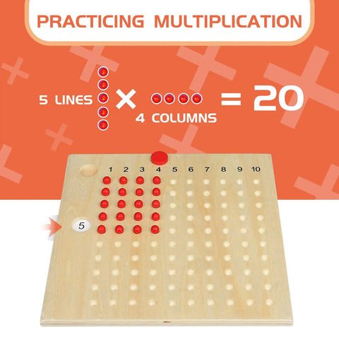 Montessori Math Board For Multiplication And Division Hands On STEM Wooden Educational Toy with pegs and board