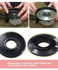 Premium Replacement Inner Disk Flange For Angle Grinders Solid Steel Backing Plate shows installation on tool and flange dimensions.