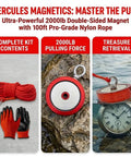 Heavy Duty 2000 Lb Double Sided Fishing Magnet Kit With 100 Ft Rope And Carabiner Beast Magnet For River And Lake Treasure Hunting