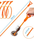 Heavy Duty Toilet Plunger And Brush Set With High Pressure Air Blast Design Plus Three Piece Drain Snake Kit for clogged pipes, showing flexible 25-inch drain snake.