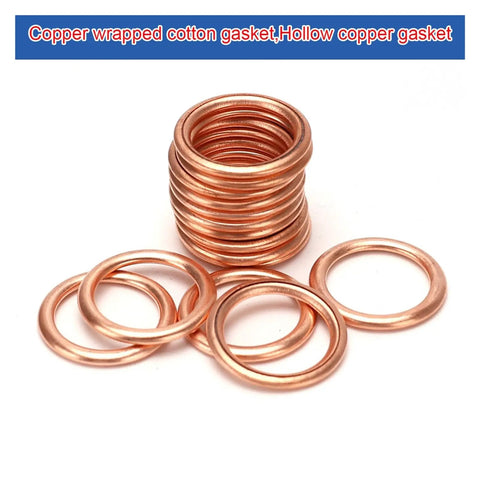 Premium 120 Piece Copper Crush Washers Sealing Gasket Kit For Drain Plugs Hydraulic Fittings Plumbing Stops Leaks Compression Fit Durable Metal