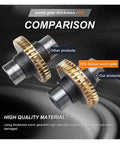 Comparison of 10% thicker worm gear in NMRV040 30:1 worm gearbox for NEMA34 motors vs other products, showcasing high-quality material.