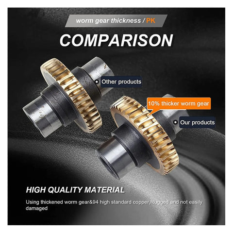 Comparison of 10% thicker worm gear in NMRV040 30:1 worm gearbox for NEMA34 motors vs other products, showcasing high-quality material.