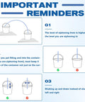 Instruction poster for wadoy Shaker Siphon Hose showing siphon height, container placement, and shake method diagrams.
