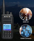 RT3S DMR Radio Dual Band Two Way Ham Radio With Cable OpenGD77 Support, 3000 Channels, display showing frequency and buttons